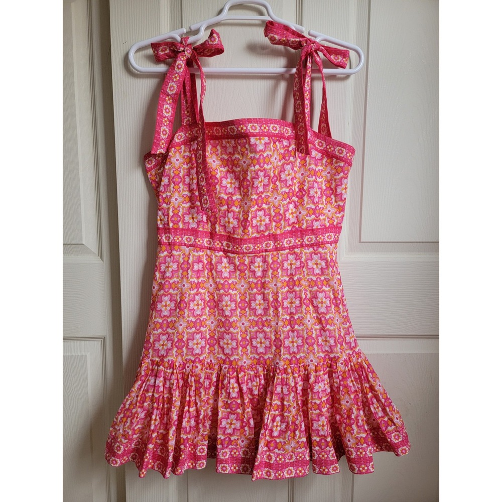 Rebecca Vallance Serafino Printed Peplum Ruffle Mini Dress Organic Cotton 12 - Picture 3 of 12